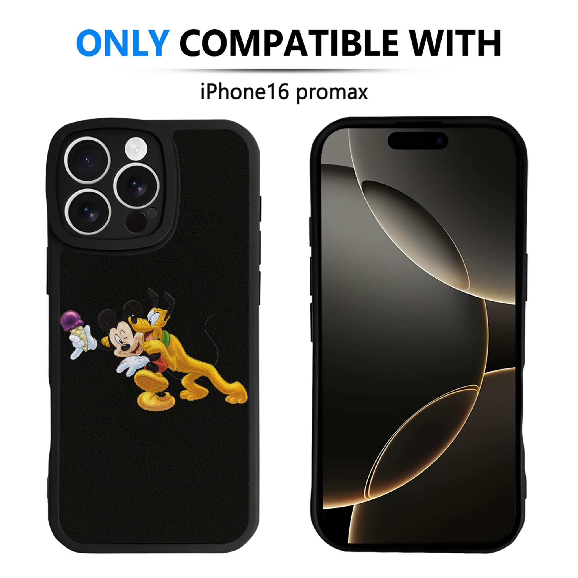 （画像用） ミッキーマウス Mickey Mouse 【iPhone 16シリーズ対応】シリコンスマホケース（レザー調） 材質：シリコン